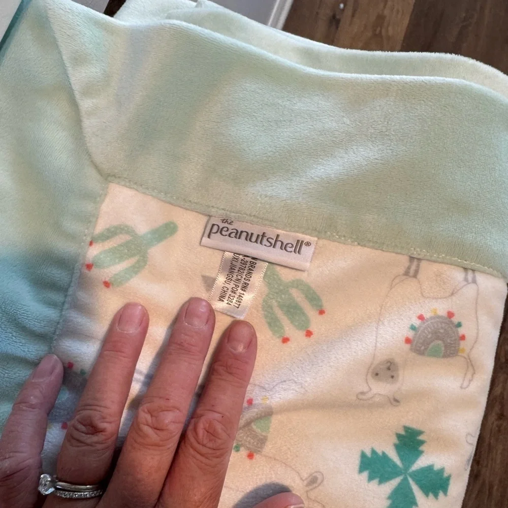 The Peanut Shell PEANUTSHELL Baby Blanket Llama Boys Girls Mine Green White